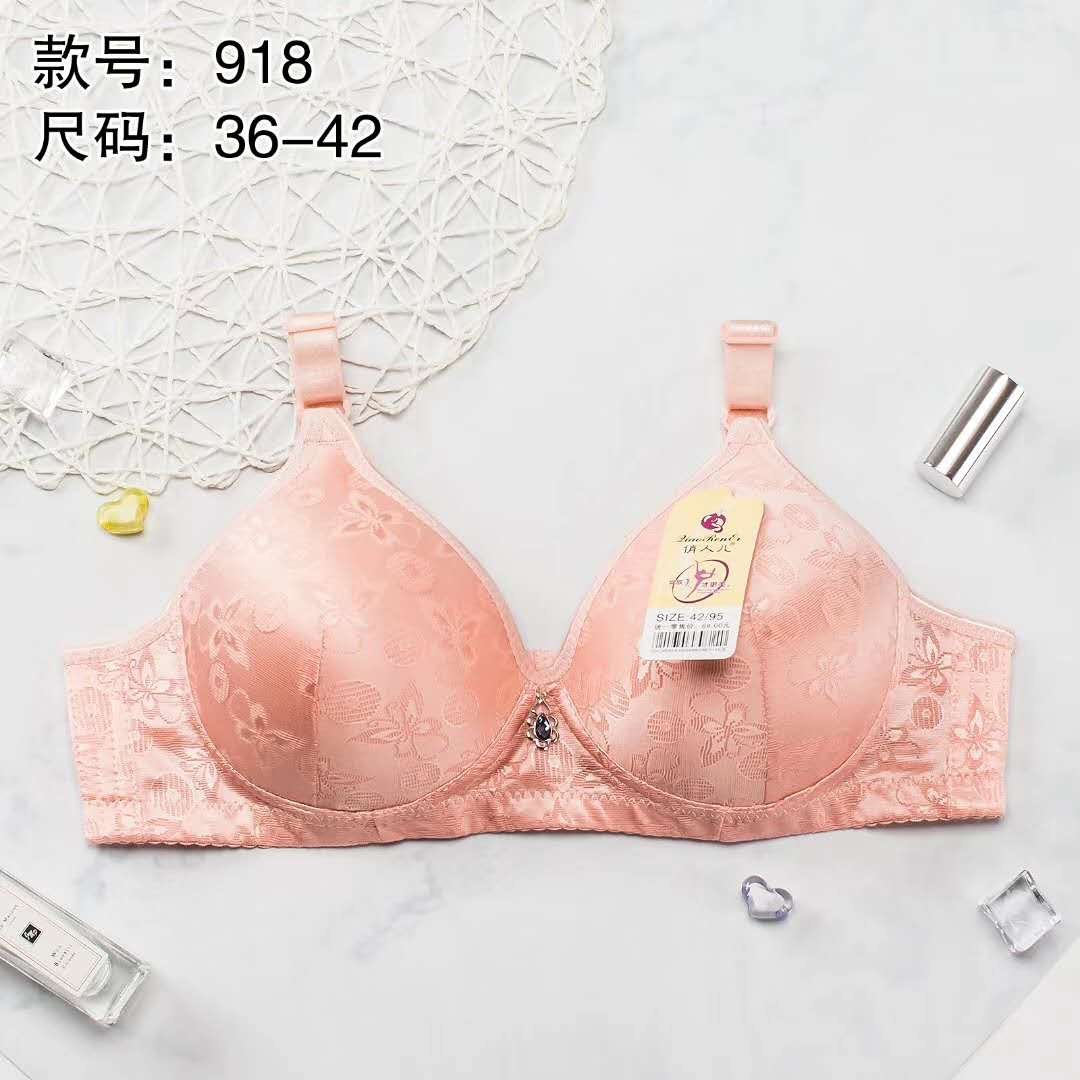 Non-Underwire Middle-Aged And Elderly Jacquard Swimming Cloth Bra Thin Light Year Lace Bra Plus Size Underwear details Picture