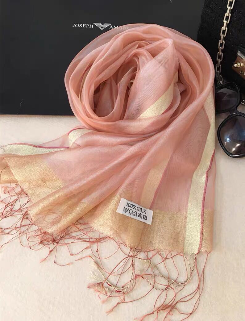 Elegant Gold Silk Fringe Long Everything Mother Scarf Shawl details Picture