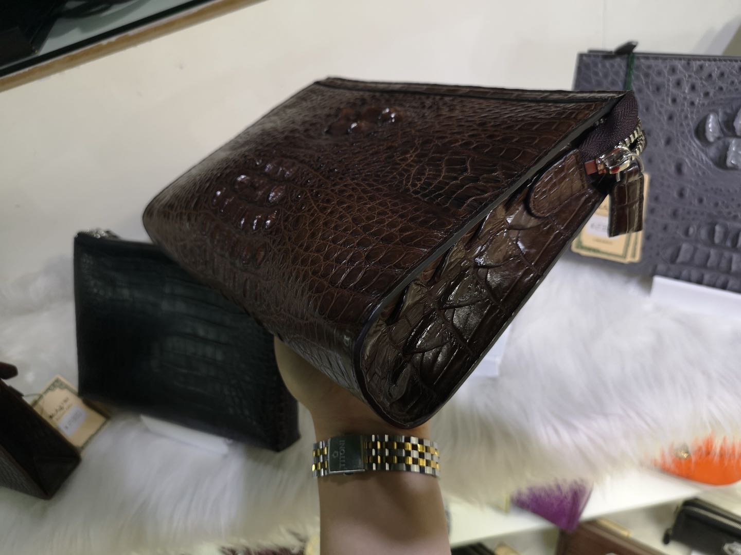 Alligator Handbag Men's Business Envelope Casual Men's Leather Men's Clutch Bag Large Capacity Clutch Bag Men's Clutch Bag Specification drawing