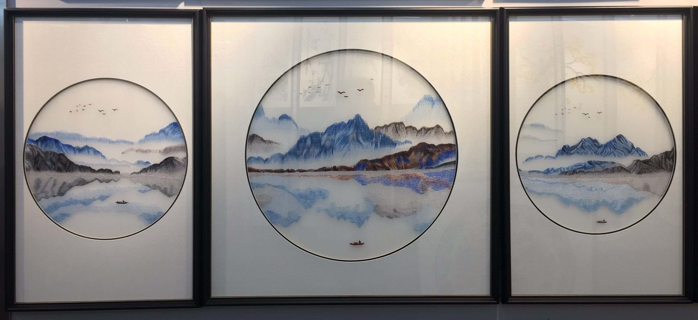 品绣天翔40X100cm三条屏苏绣装饰画