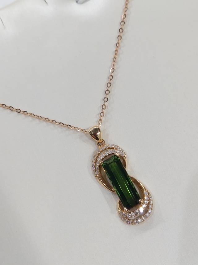 Italy imported 18K rose gold tourmaline necklace high-end atmosphere thumbnail