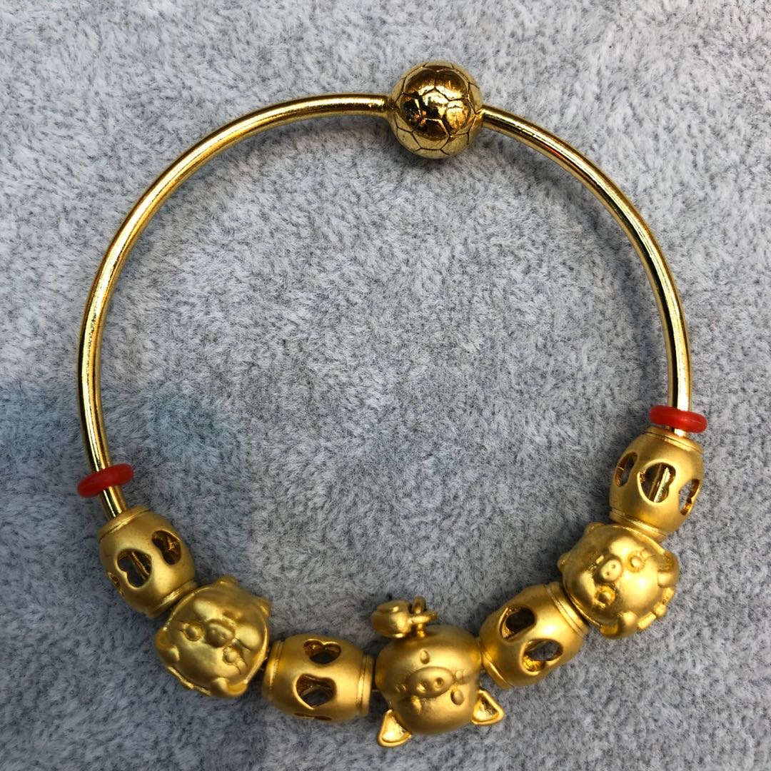Silly Pig Bracelet Brass Gold Plated Three Three Women's Jewelry details Picture