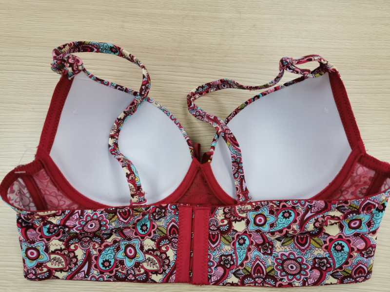 Europe And The United States New Sexy Embroidery Flower Ultra-Thin Breathable Transparent Sexy Underwear Large Size Fat Mm Bra Set Big Chest Small Specification drawing