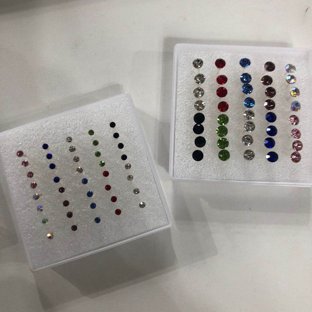 韩版气质大小款圆钻耳钉耳环可爱甜美风时尚防过敏耳环