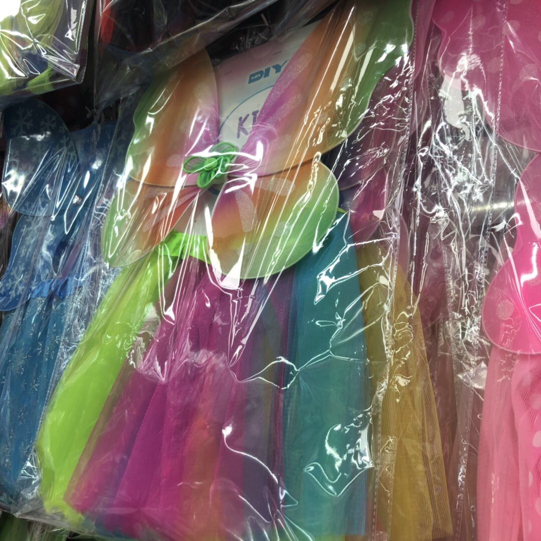 Children's fairy Cosplay princess dress with colorful wings set details Picture