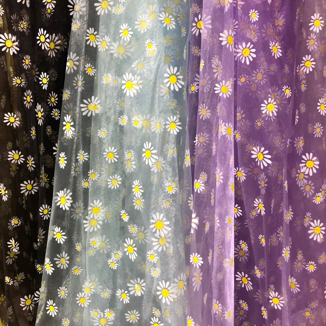 National trend Daisy pearl gauze base fabric fabric, skirt gauze fabric, headwear fabric