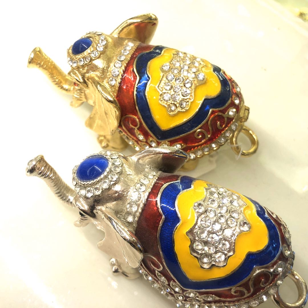 大象合金首饰盒婚庆礼品摆件工艺品镶嵌水晶摆件细节图