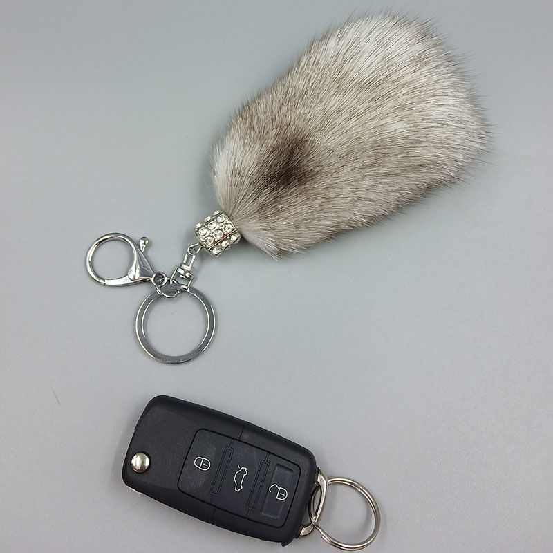 狐狸毛球挂件汽车钥匙扣可爱毛毛包包挂饰产品图