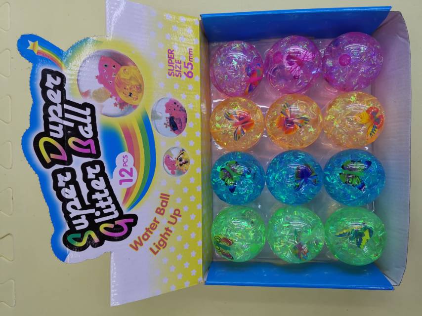 65MM colored fabric butterfly glittering elastic water ball