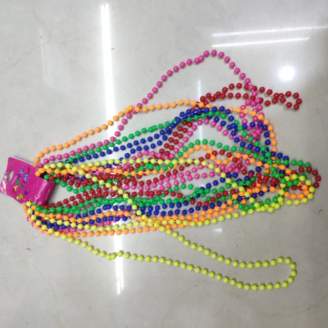 欧美服饰塑料荧光色珠链毛衣链儿童项链彩色珠子儿童项链礼物细节图