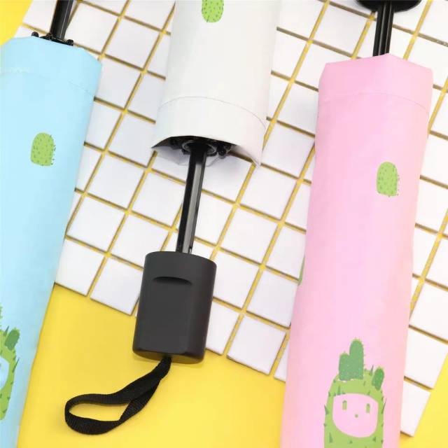 仙人球小清新创意雨伞男女折叠防晒晴雨两用伞黑胶太阳伞细节图
