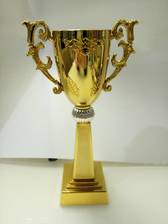 金色树脂水晶奖杯赛事奖品杯口状金属奖杯