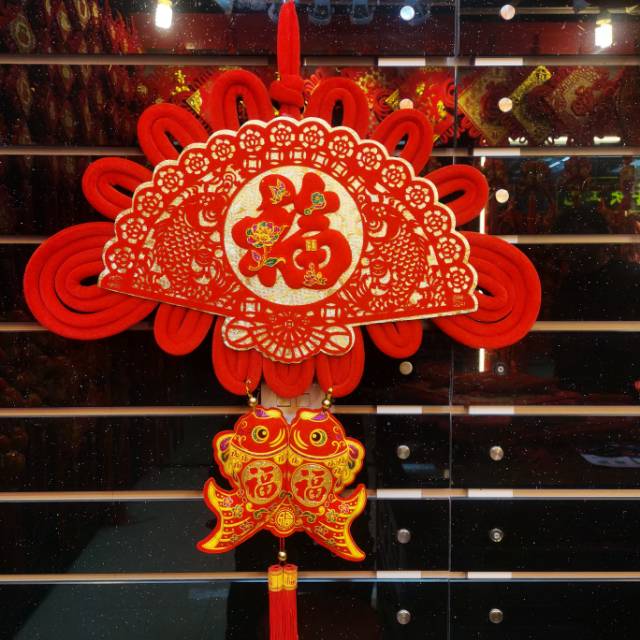 40# Fan-Shaped Three-Dimensional Red Fufu Plaited Paper-Cut Hanging Fish Fringe