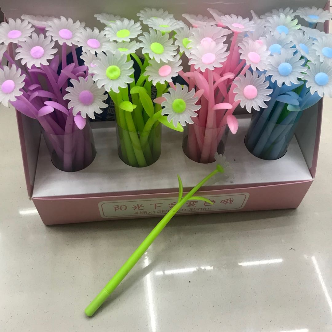 仿真植物花朵油笔韩国款创意办公文具花草可爱软胶硅胶圆珠笔细节图