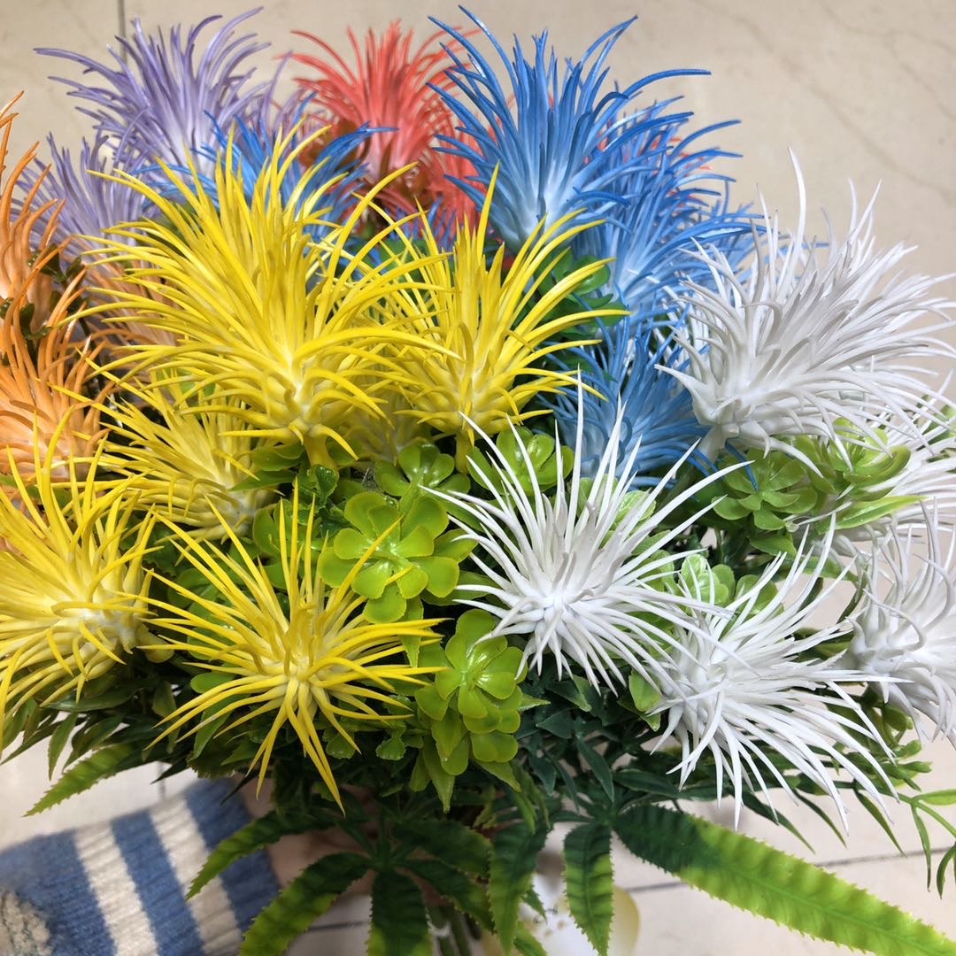 Factory Direct Sales Simulation Flower Silk Cloth Decoration Simulation Rich Rose Bouquet Wedding Road Lead Arrangement Fake Flowers Colorful Water Grass Specification drawing