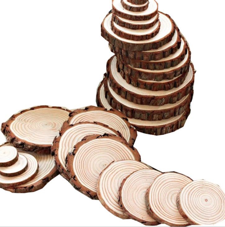 Round pine slice original color pine slice with bark garden pine slice shop photo shoot props decoration accessories DIY photography 9-10cm thumbnail