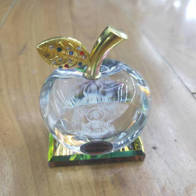 厂家直销水晶镶钻苹果激光内雕摆件水晶小礼物纪念品