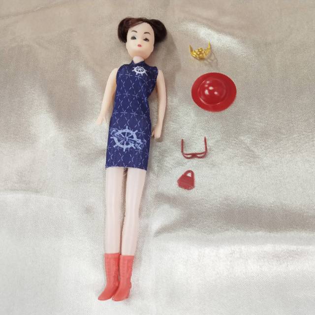 Blue Cheongsam hat handbag crown glasses imitation doll change doll thumbnail