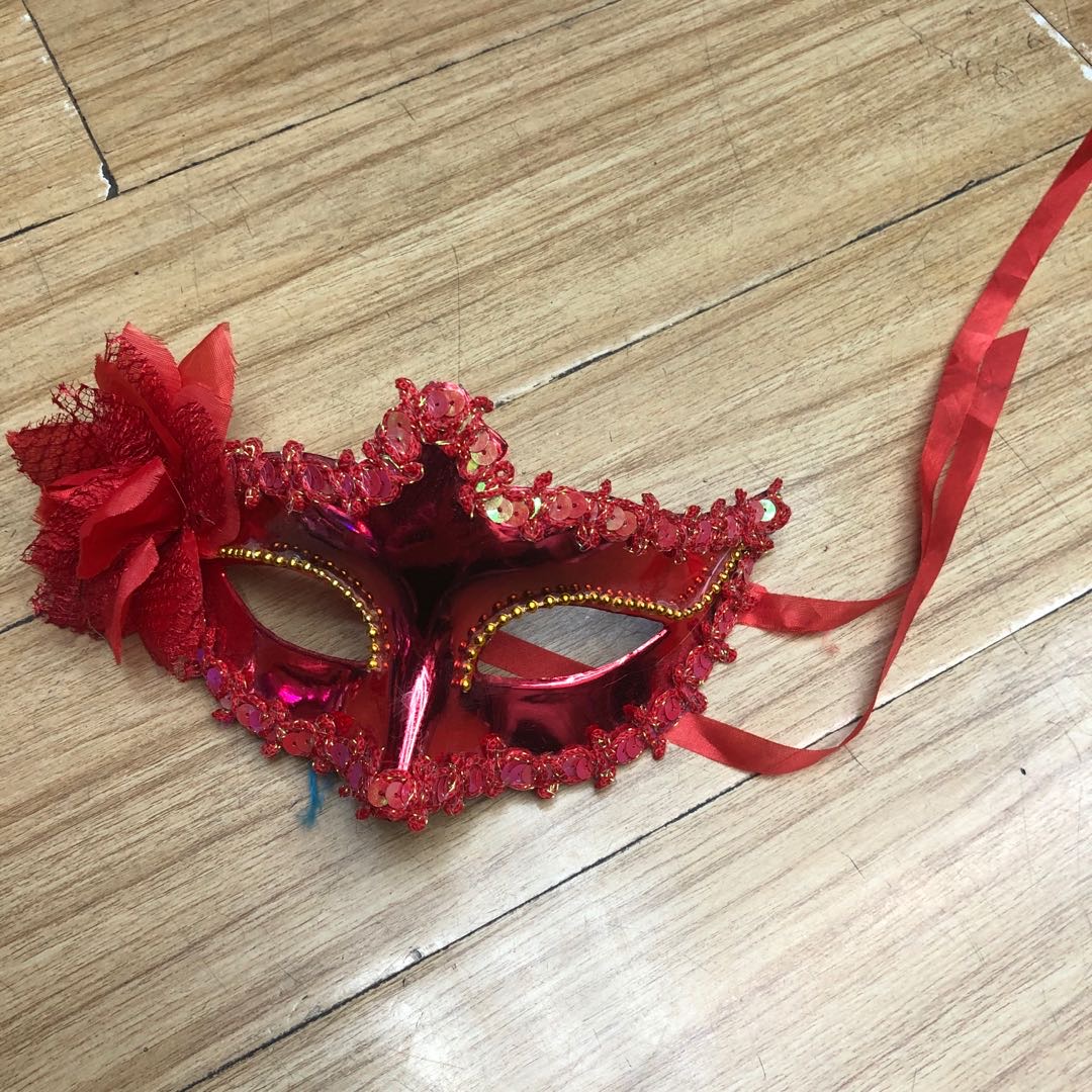 玫瑰花面具蕾丝边儿童化妆舞会公主幼儿园舞蹈表演假面女