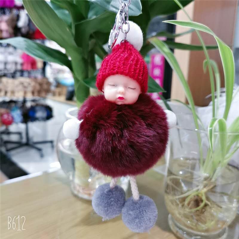 獭兔毛娃娃韩国可爱书包毛球挂件皮草包包挂件毛绒汽车钥匙扣挂饰细节图