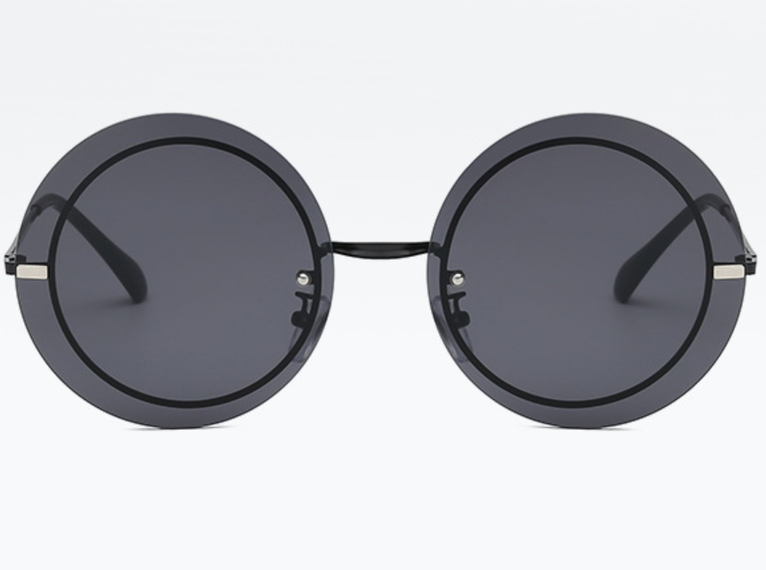 New fashionable sunglasses, large frame round frame sunglasses, polarized glasses, Korean version, trendy and trendy, high-end color PC women's style 1085 details Picture