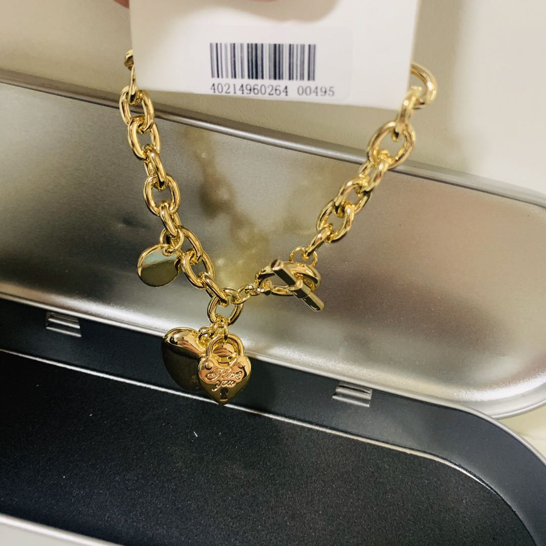 Bracelet Alloy Gold 16 Cm Love Thick Chain Couple Bracelet European And American Punk Mix Ins Sweetheart Love Fashion Basic Hand Jewelry Specification drawing
