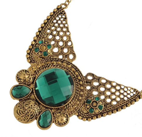 厂家批发外贸原单复古夸张大宝石短款装饰项链细节图