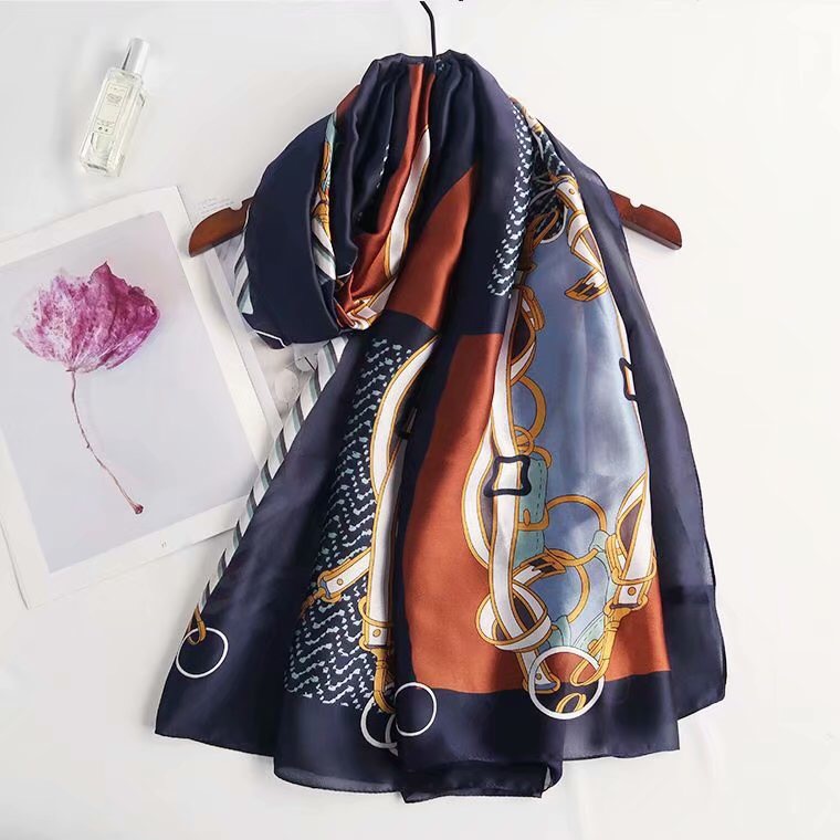 Ladies Fashion Trend Temperament Elegant Dual Use Imitation Silk Satin Scarf details Picture