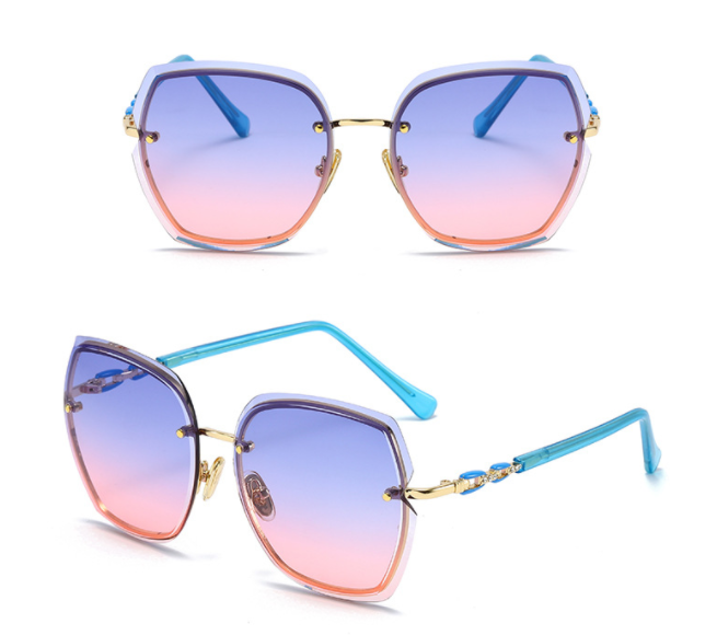 新品时尚墨镜大框多边形框太阳镜偏光镜韩版网红潮人高档彩色女士款8145图