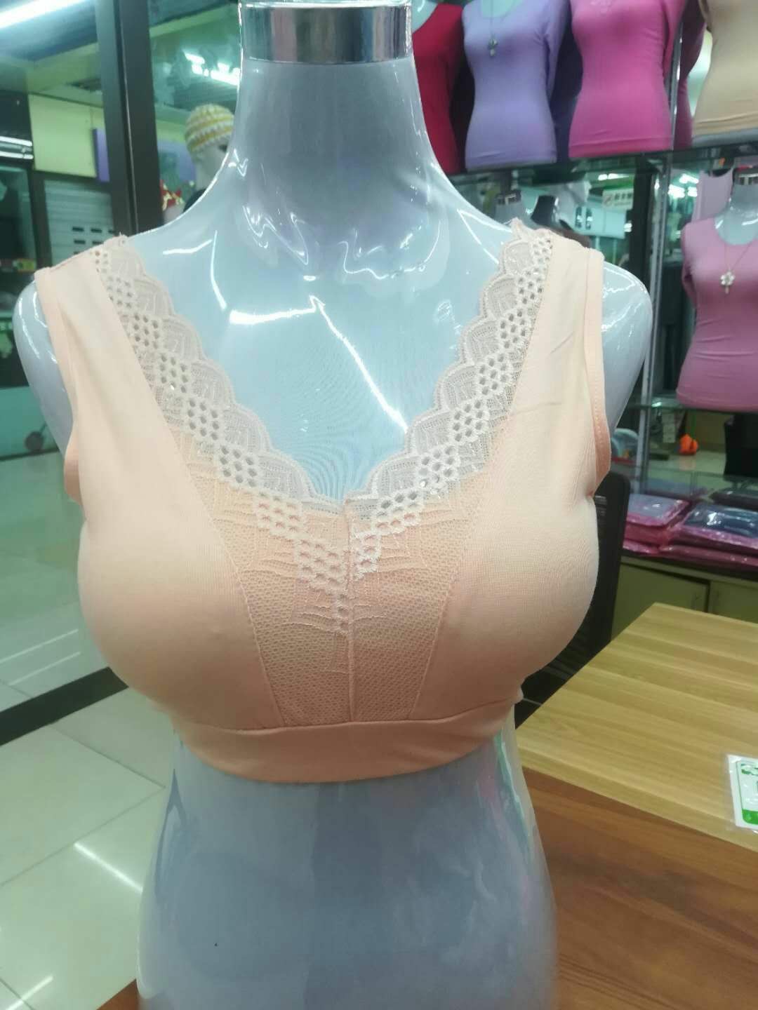 Women's Lace V-Neck Bra Modal Underwire Underwear Base