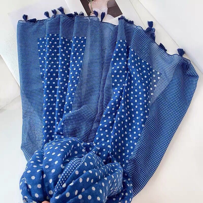 女韩版百搭职业新款蓝色围巾披肩丝巾