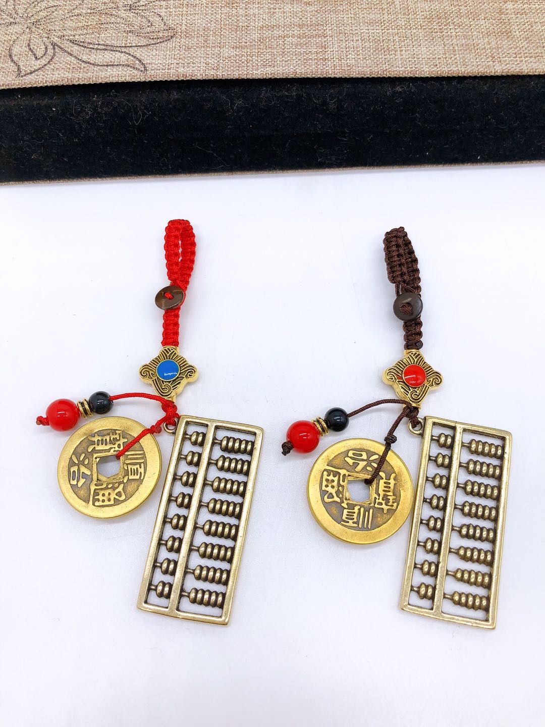 Golden Abacus alloy abacus key ring Golden abacus pendant Wenchang pen implies prosperous wealth abacus beads thumbnail