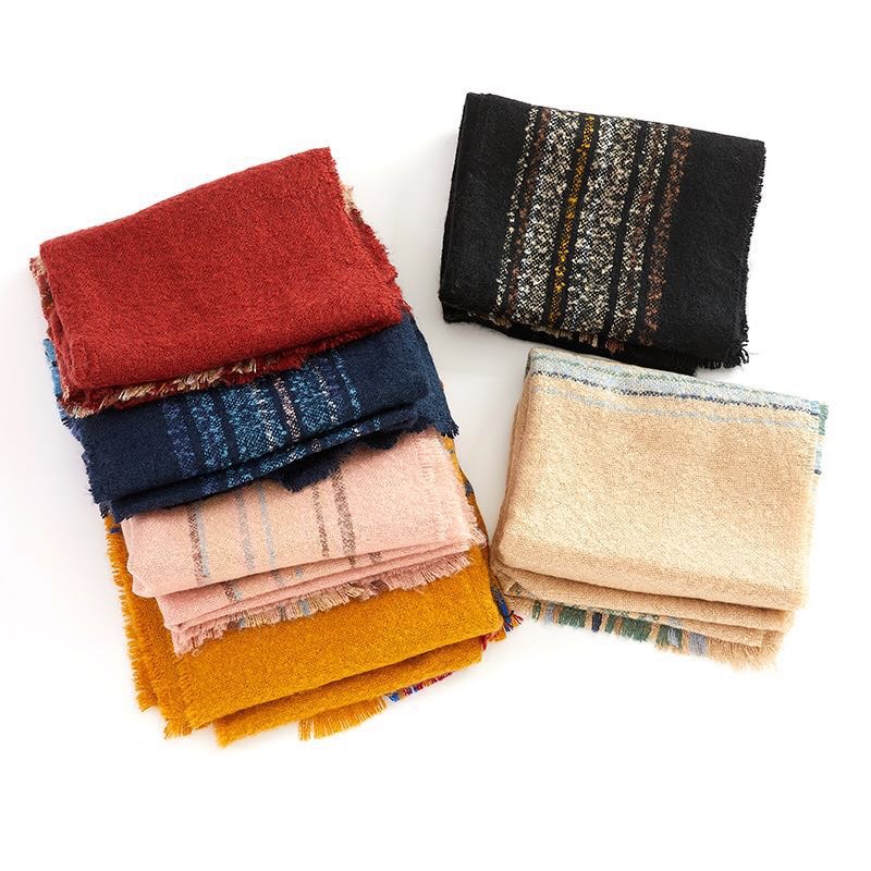 女士时尚潮流百搭爆款多色混纺保暖围巾披肩