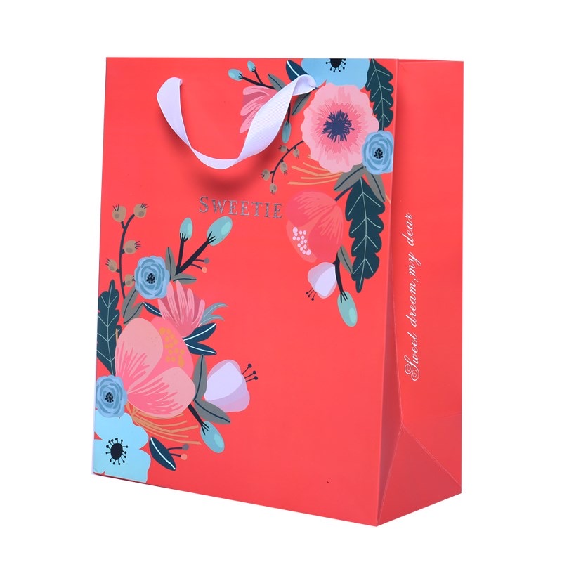 Eco-Friendly Pink Flower Paper Gift Bag