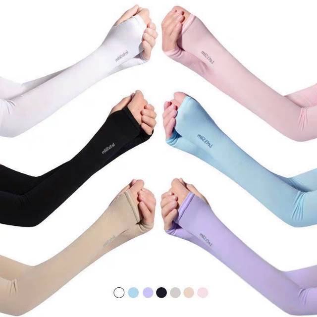 Ice silk sunshade arm guard for women, long half-finger outdoor sports sleeve, loose and breathable for driving, thin ice sleeve for summer details Picture