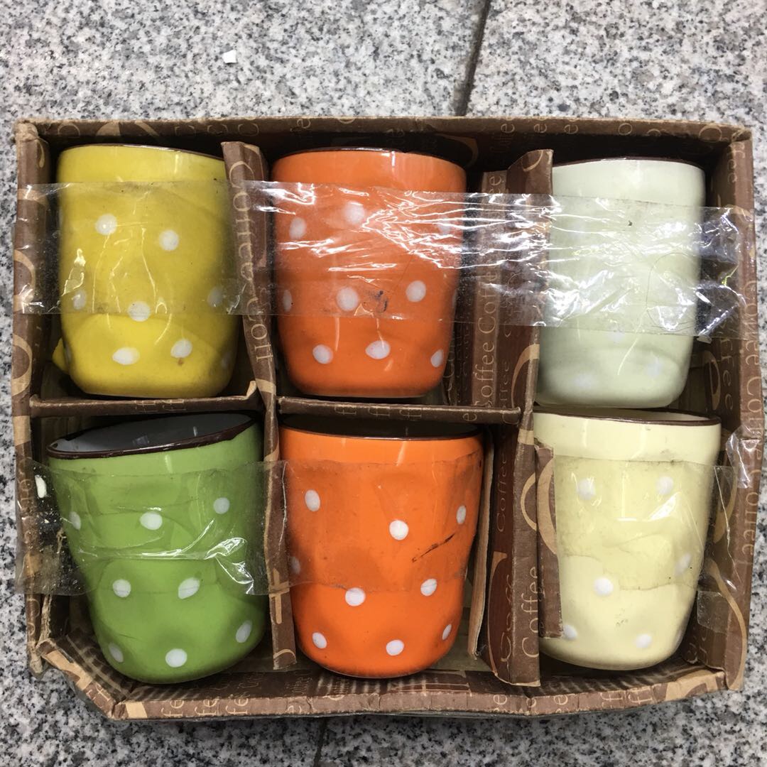 陶瓷烤花六色杯套装厂家直销