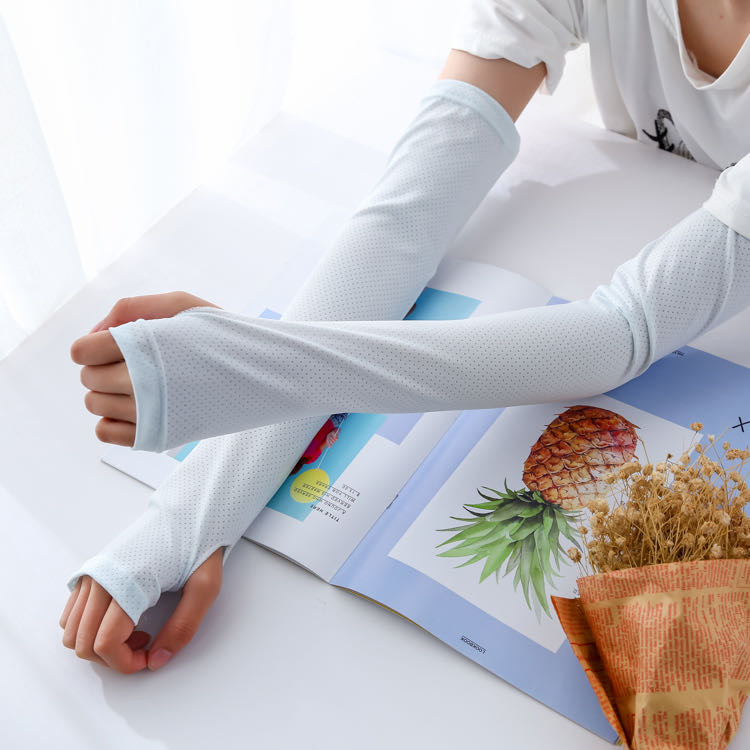 纯色户外骑行运动袖套宽松开车透气冰袖薄款夏