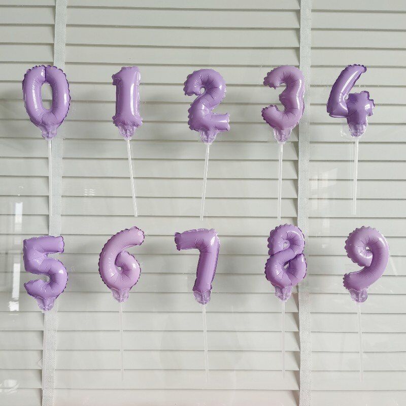5寸托杆马卡龙数字气球铝膜气球生日节庆派对装饰批发