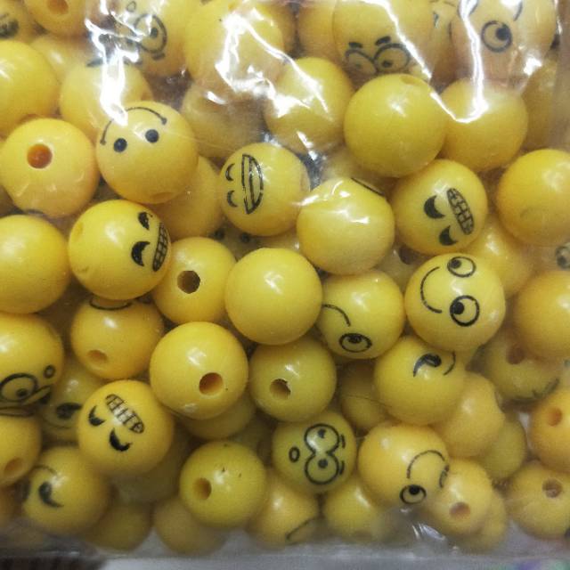 Acrylic ps emoji beads, acrylic round beads, solid candy beads, loose beads, diy children's bracelet bead materials details Picture