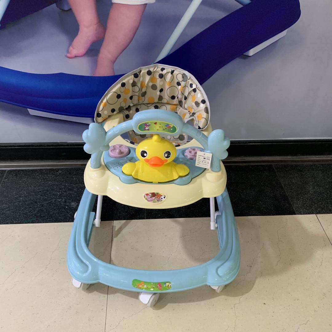 Cute cartoon multi-functional anti-rollover foldable baby walker