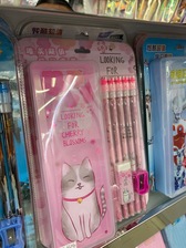 女学生文具盒笔盒带铅笔猫咪图案女帆布简约结实创意笔袋女文具袋