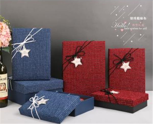 Tianxiang Craft Gift Box Creative high-end fabric rectangular three-piece set ribbon bow gift box packaging box full figure