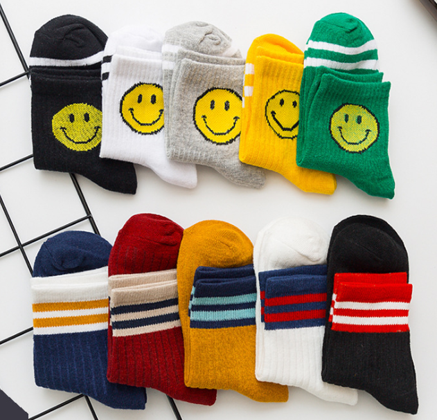 Children's socks Autumn winter new 2020 middle stockings baby baby socks Korean version children's simple mid-tube striped socks thumbnail