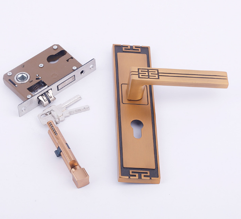Direct Lock Retro Yellow Bronze Chinese Style Bedroom Door Lock Solid Wood Door Lock Interior Door Lock Specification drawing