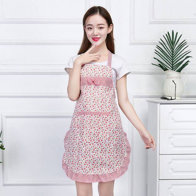 花边双层围裙吊带挂脖围裙女厨房防污