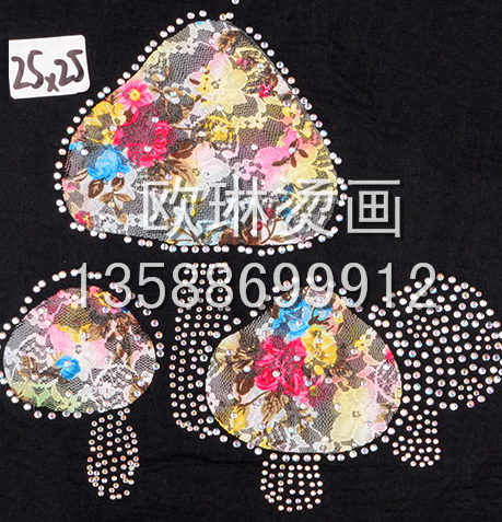 彩色大号花边帽子热撕烫图烫画批发订制产品图