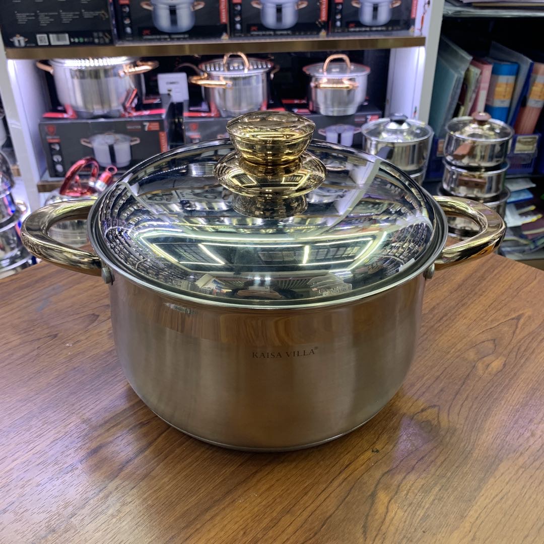 304 stainless steel soup pot, thickened double-ear pot for cooking soup and porridge, special pot for gas induction cooker, steaming, stewing and boiling water 304 stainless steel soup pot, thickened double-ear pot for cooking soup and porridge, special pot for gas induction cooker, steaming, stewing and boiling water