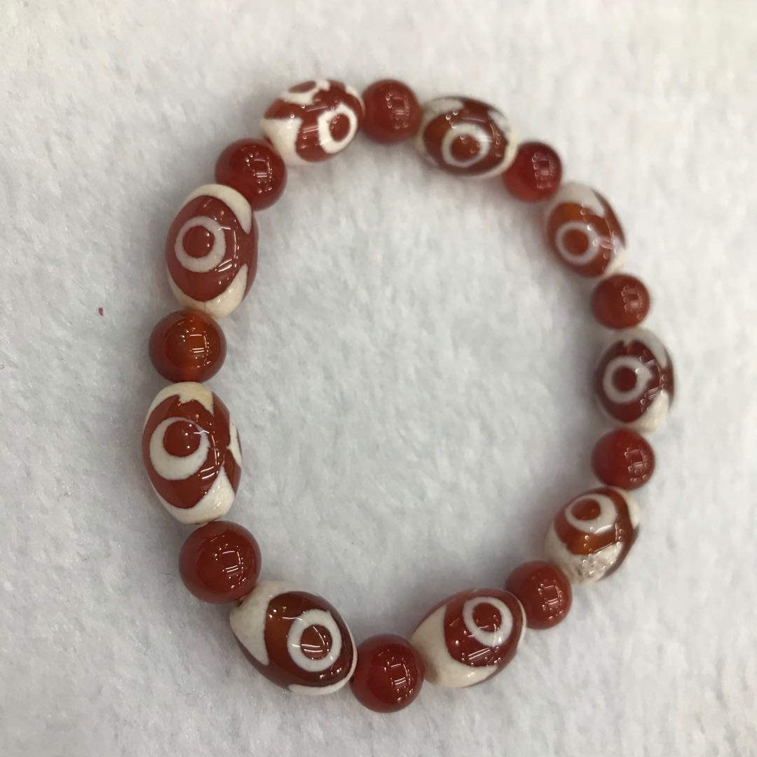 Pure natural agate sky beads, chalcedony, scattered beads, Buddhist beads, Tibetan-style sky beads bracelet, star and moon Specification image