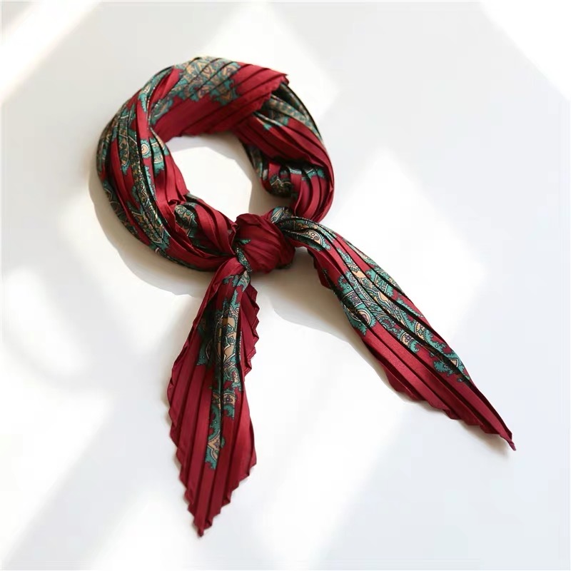 Retro scarf, silk scarf, long red cute scarf, ladylike details Picture