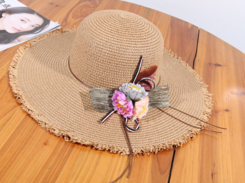 Summer New Women's Beach Straw Hat Korean Version Of A Flower Big Eaves Sunshade Hat Travel Sun Hat Wholesale Tide